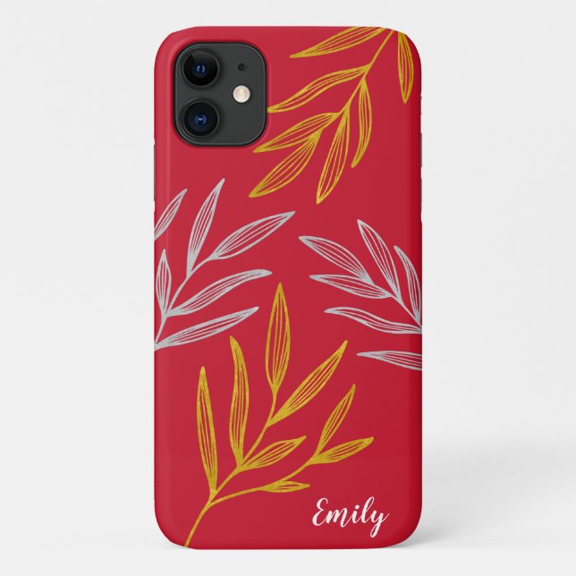 Gold and Silver Leaves Personalized Phone Case (Back)