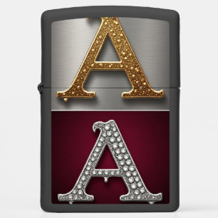 Gold and Silver Letter A Monogram Zippo Lighter