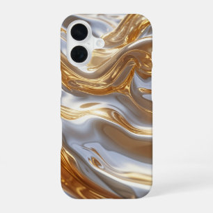 Gold and Silver Liquid Metal – Luxury Abstract iPhone 16 Case