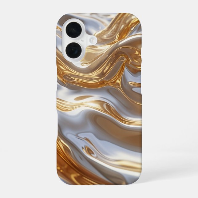 Gold and Silver Liquid Metal – Luxury Abstract iPhone Case (Back)