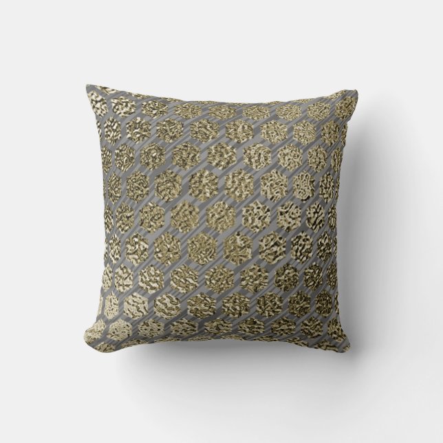 Gold and Silver Luxury Design  Throw Pillow (Front)