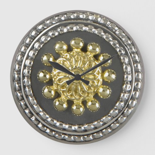 Gold and Silver Medallion Large Clock