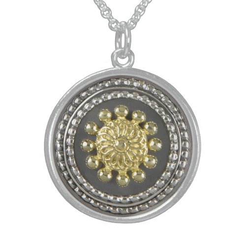Gold and Silver Medallion Sterling Silver Necklace