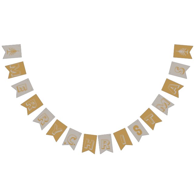 Gold and Silver Merry Christmas Bunting Flags (All)