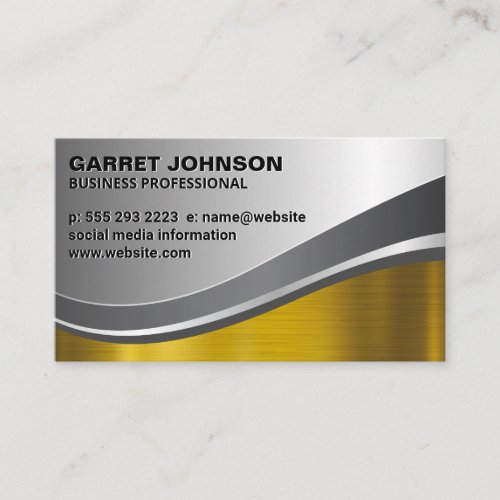 Gold and Silver Metallic Brushed Shine Business Card