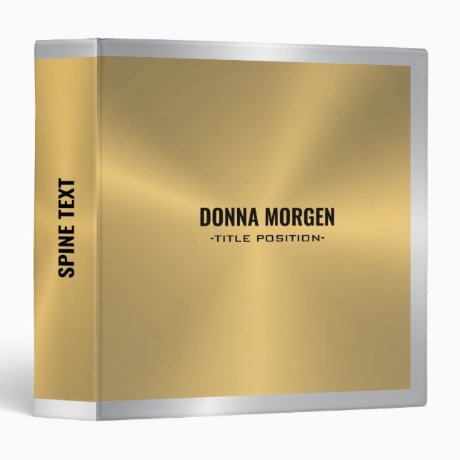 Gold and silver metallic texture 3 ring binder (Front/Spine)