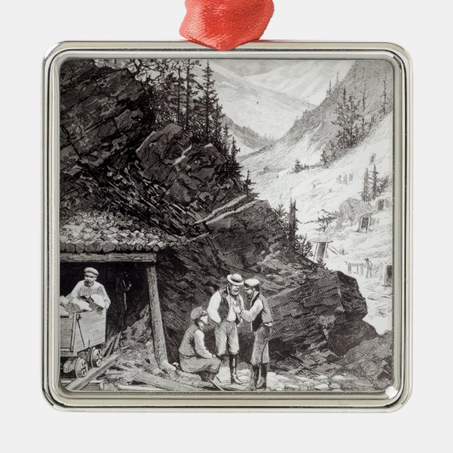 Gold and Silver Mining Metal Ornament (Front)