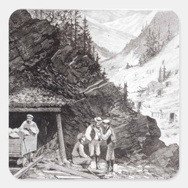Gold and Silver Mining Square Sticker (Front)
