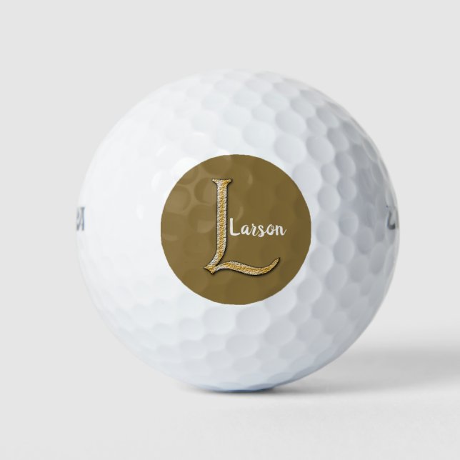 Gold and Silver Monogram L Elegant Letter Initial Golf Balls (Front)