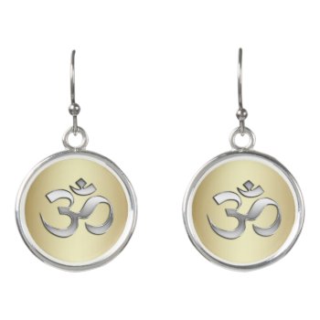 Gold And Silver Om Earrings by BecometheChange at Zazzle