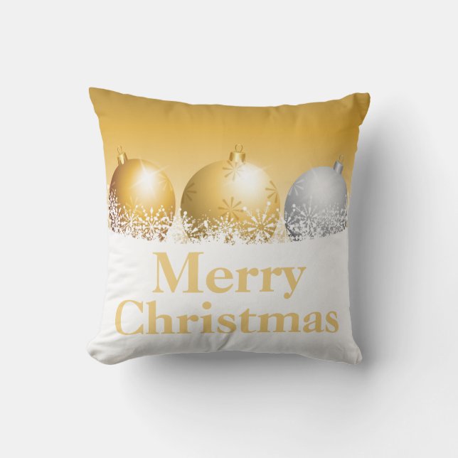 Gold and Silver Ornaments Christmas Throw Pillow (Front)