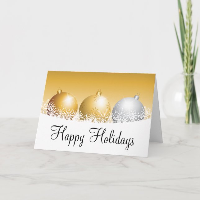 Gold and Silver Ornaments Holiday Card (Front)
