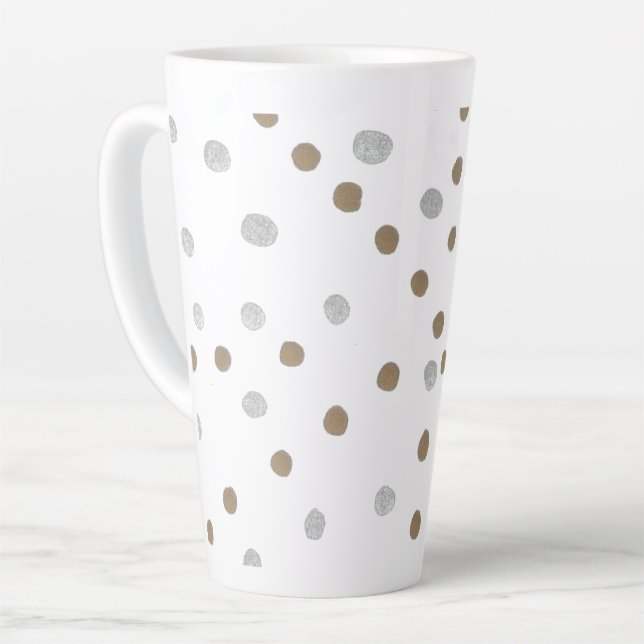 Gold and Silver Polka Dots  Latte Mug (Left Angle)