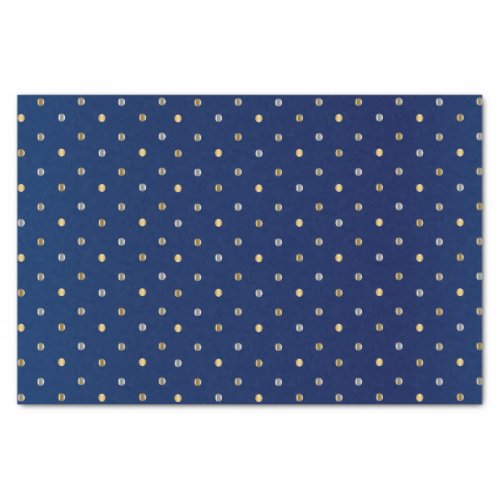 Gold and Silver Polka Dots on Navy Blue  Tissue Paper