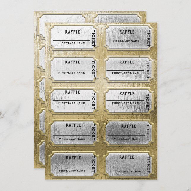 Gold and Silver Raffle Tickets Invitation (Front/Back)