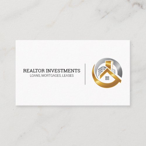 Gold and Silver Real Estate House Logo Business Card