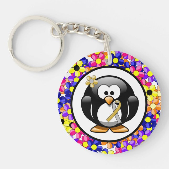 Gold and Silver Ribbon Penguin Keychain (Front)