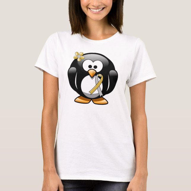 Gold and Silver Ribbon Penguin T-Shirt (Front)