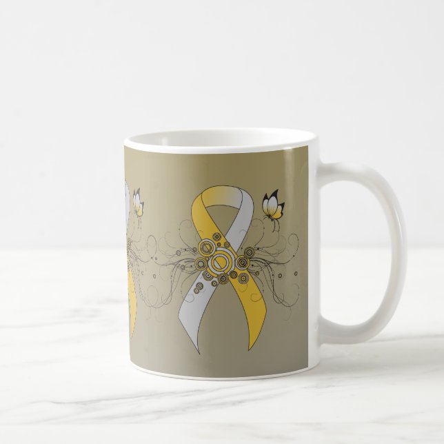 Gold and Silver Ribbon with Butterfly Coffee Mug (Right)