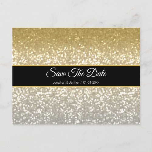 Gold and silver Save the date Announcement Postcard