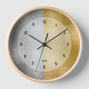 Gold and silver shimmering iridescent texture clock