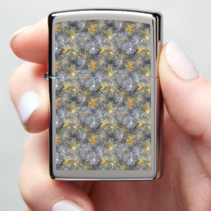 Gold and Silver Sparkly Fireworks Zippo Lighter