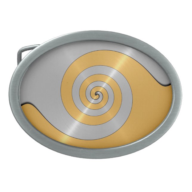 Gold and silver stainless steel metal swirl belt buckle (Front)