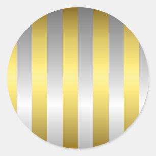 Gold and Silver Stripes Classic Round Sticker