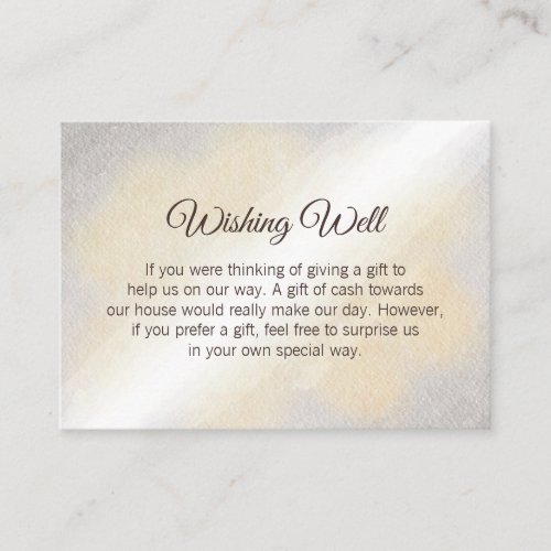 Gold and Silver Watercolor Wedding Wishing Well Enclosure Card