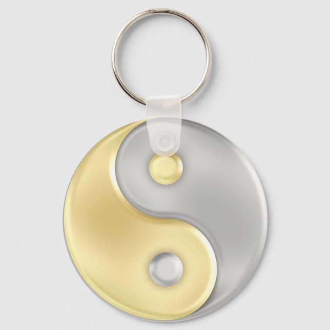 Gold and Silver Yin and Yang Keychain (Front)