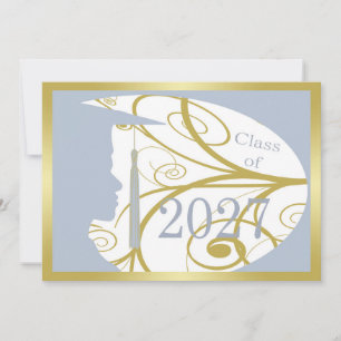 Gold and Sky-Blue Man Silhouette 2027 Card