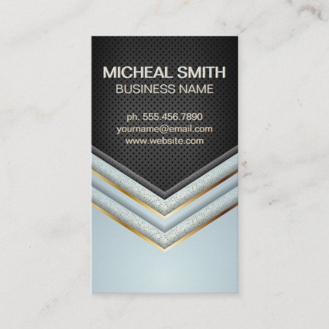 Gold and Speckled Luxury Geometric Business Card (Front)