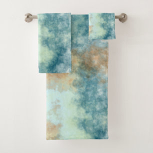 Gold and Teal Bath  Towel Set