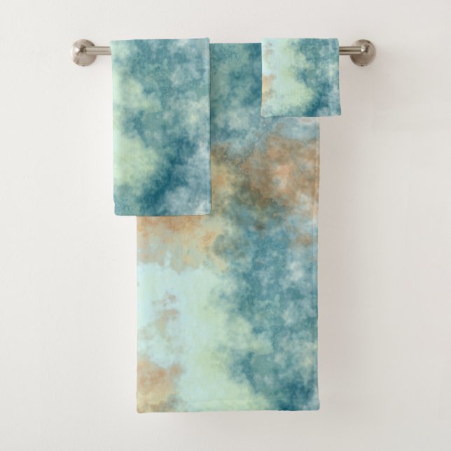 Gold and Teal Bath  Towel Set (Insitu)