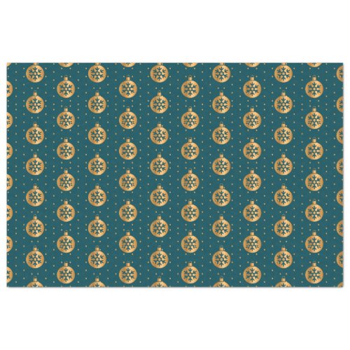 Gold and Teal Blue Christmas Ornaments Tissue Paper