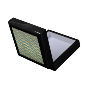 Gold and Teal Chevron Pattern Gift Box