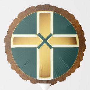 Gold and Teal Cross Balloon