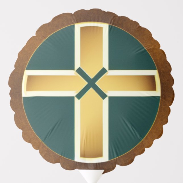 Gold and Teal Cross Balloon (Front)