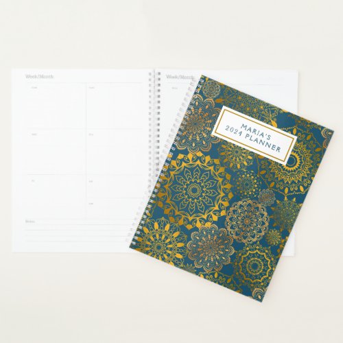 Gold and Teal Elegant Personalized Mandala Planner