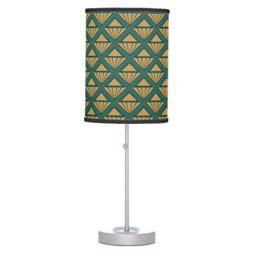 Gold and teal green Art Deco design with rhombuses Table Lamp