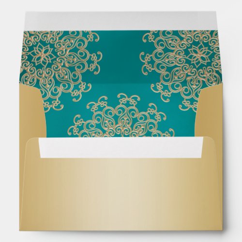 Gold and Teal Indian Style Envelope