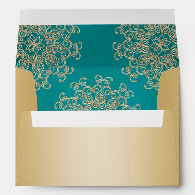 Gold and Teal Indian Style Envelope (Back (Bottom))