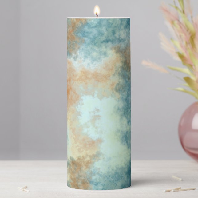 Gold and Teal   Pillar Candle (In Situ)