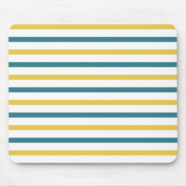 Gold and Teal Stripes Mouse Pad (Front)