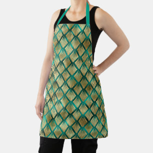 Gold and teal sun rays metallic Art Deco pattern Apron