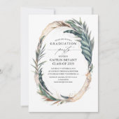 Gold and Tropical Beach Palm Leaves Graduation Invitation (Front)