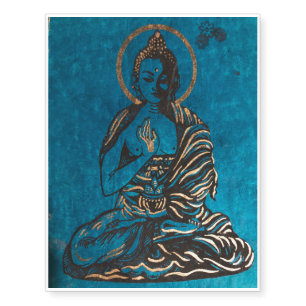 gold and turquoise seated buddha meditating temporary tattoos
