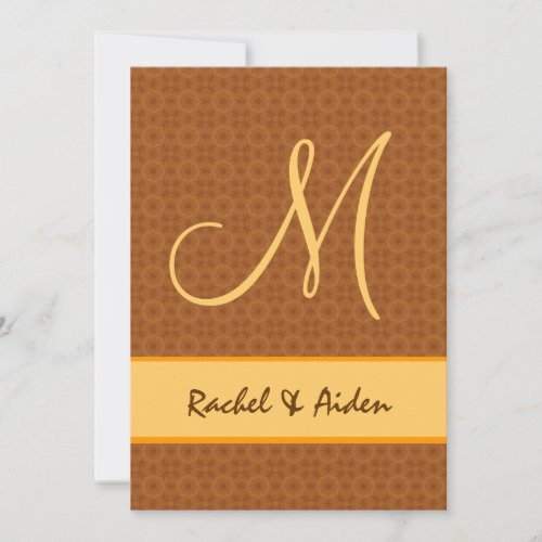 Gold and Umber Geometric Monogram Wedding G605 Cards