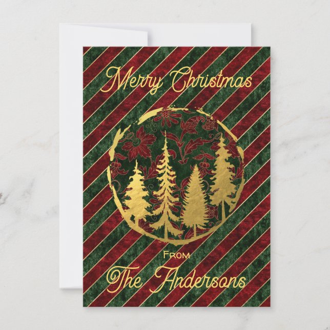 Gold and Velvet Personalized Christmas Flat Card (Front)
