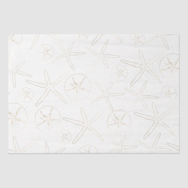 Gold and Whilte - Beach, Nautical Tissue Paper (Front)